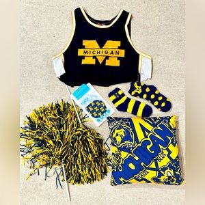 University of Michigan spirit pack-room decor & game day tailgate wear! Go Blue!